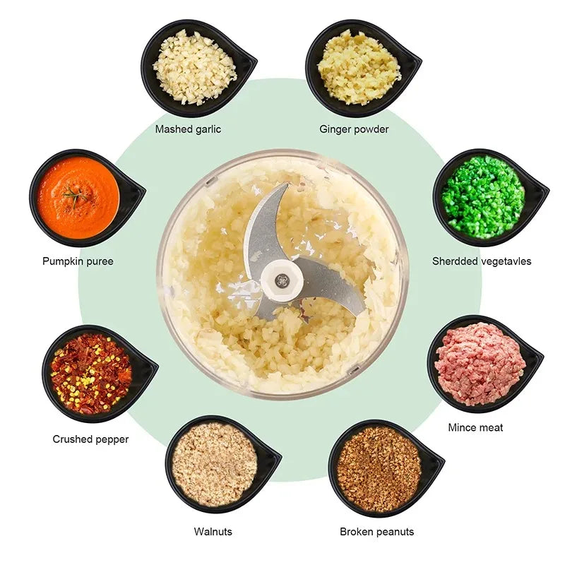 Electric Garlic Chopper 100/250ML Mini Portable Veggie Chopper Garlic Grinder Masher Onion Chopper Blender to Vegetable