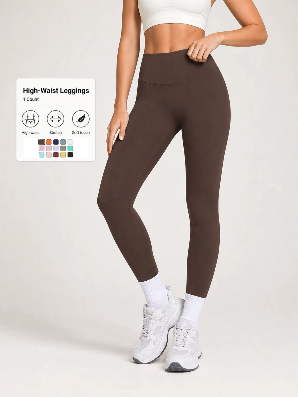 Women High Waist Yoga Pants Soft Stretch Leggings Tummy Control Fitness Gym Running Workout Sports Trousers