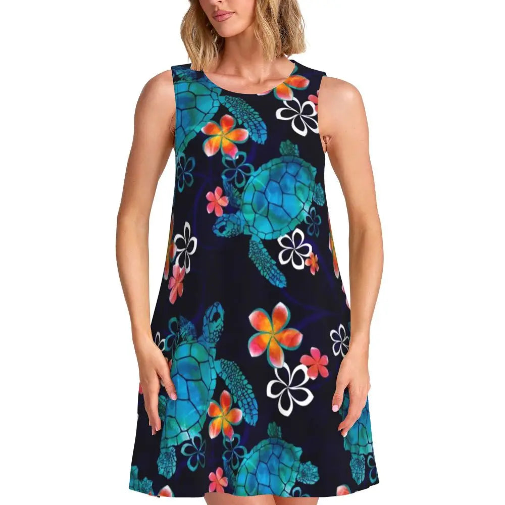 Hawaii Beach Dress Palm Tree Print Sexy Dresses Women Sleeveless Aesthetic Tank Dress Daily Print Oversized Vestidos