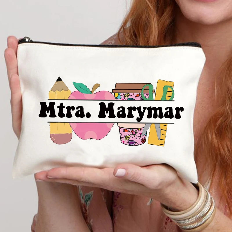 Teacher Name Custom Makeup Bag Best Graduation Gift for Teachers Pencil Case Back To School Gift for Teacher Women Purse