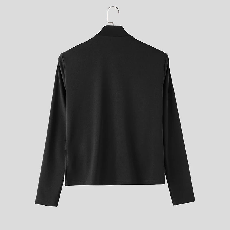 INCERUN Men's Jackets Solid Stand Collar Long Sleeve Double Breasted Male Coats Streetwear Zipper 2026 Fashion Casual Outerwear