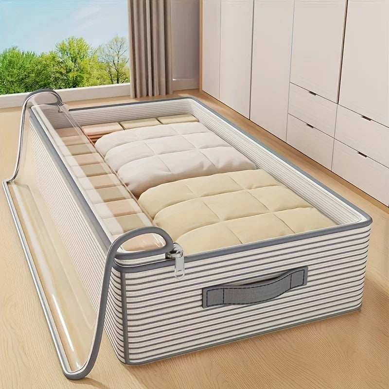 1 PCS Large Clothing Storage Bag with Flip Top Transparent Window Suitable for Clothes Bed Sheets Clothing in the Space Under