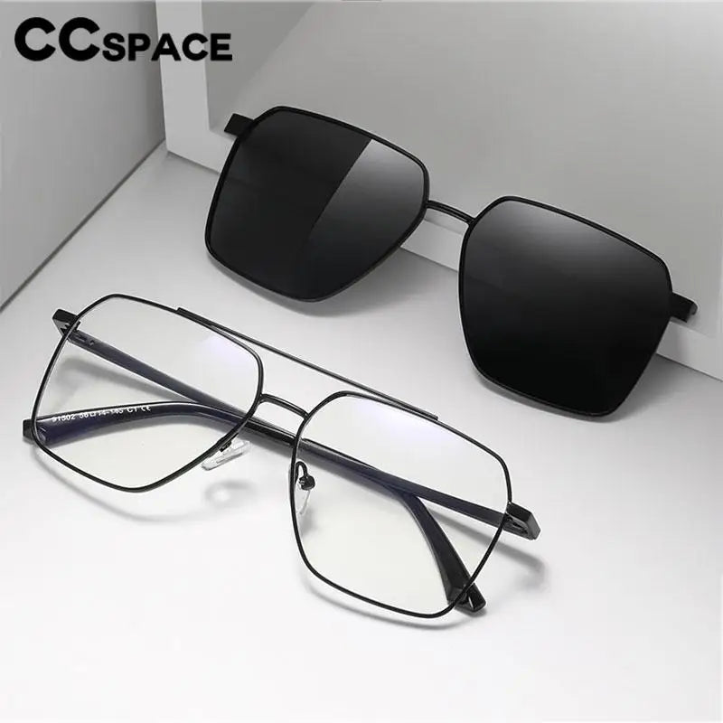 R57638 Polarized Clip Metal Spectacle Frame Casual Spring Hinge Presbyopia Eyeglasses Customizable Prescription Eyeglass