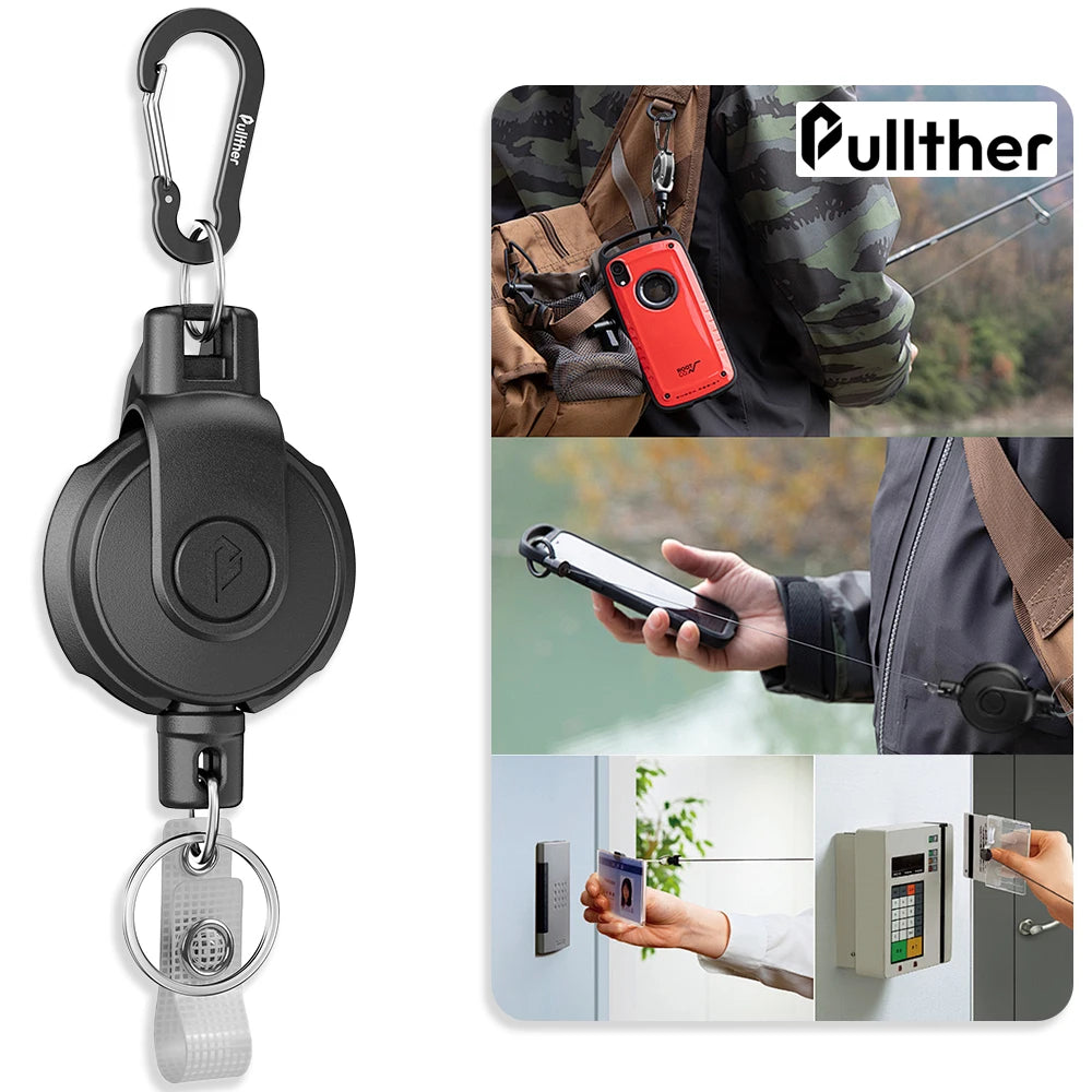 Retractable Key‌ Chain for man Reel‌ Badge Holders Retractabl Carabiner Quick Release Spring Clip outdoor camping equipment