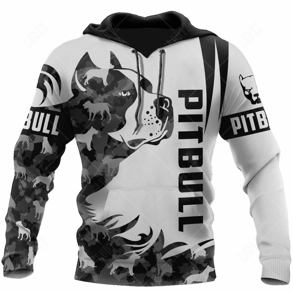 Pet Dog Pitbull Hoodies Men's Hoodie 3D Print Unisex Adult's Tops Autumn Long Sleeve Streetwear Hooded Hoodie For Men Clothing