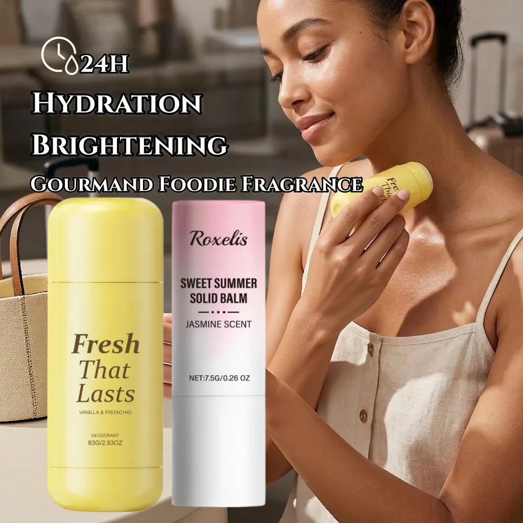 3-IN-1 Vanilla Pistachio Deodorant Stick,Niacinamide&Turmeric Brightening Body Balm for Dark Underarm,24H Fresh&Odor Protection Long Lasting Odor Protection&Soothe Post Shaving Irritation,Natural Deodorant&Gourmand Foodie Fra