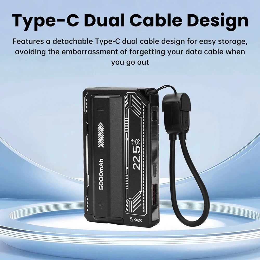 21700 Power Bank Case PD 20W Fast Charging Built In Cable Detachable Power Bank DIY Battery Case (Without Battery)