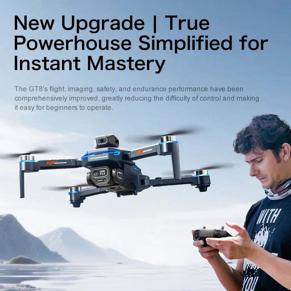 Original GT8 Drone 8K Professional Dual Camera GPS FPV Brushless Motor Optical Flow Hovering Folding Quadcopter 4K RC Dron Toys