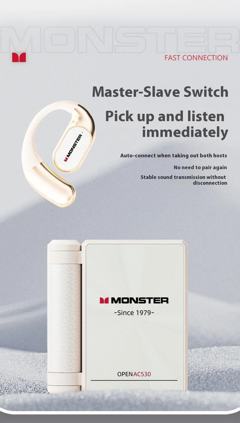 MONSTER AC530 Wireless Bluetooth Earphones Noise-Canceling Wireless Bio-Fiber Dynamic Driver Foldable Music Earphones Gift