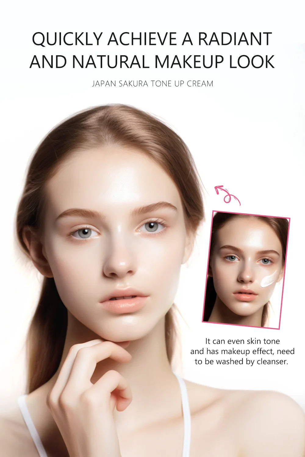 LAIKOU Japan Sakura Original Tone up Cream Moisturizing Nourishing Skin Face Cream Brightening Cream Face Skin Care 60g
