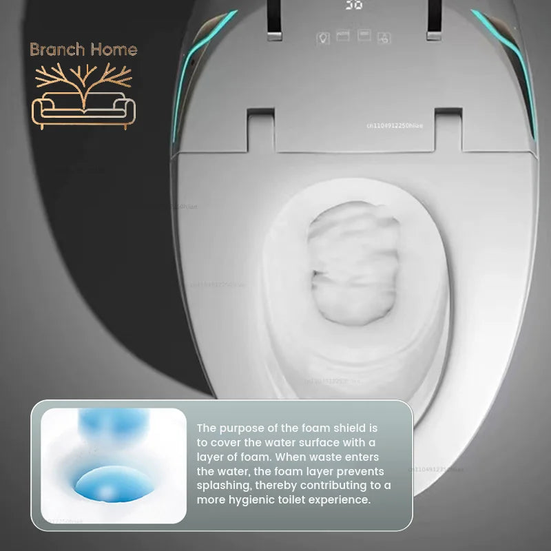 Egg Shaped Smart Toilet Fully Automatic Intelligent Bidet Integrated One-Piece Ceramic Commode Heated Seat Foot Sensor Flush