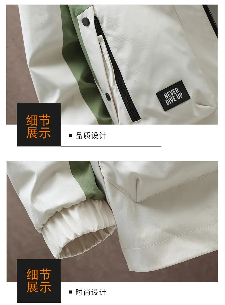 Men's High Streetwear Fashion Hooded Jackets 2026 Spring Autumn Loose Casual Coats Youth Outdoor Sports Windbreaker Top Clothing