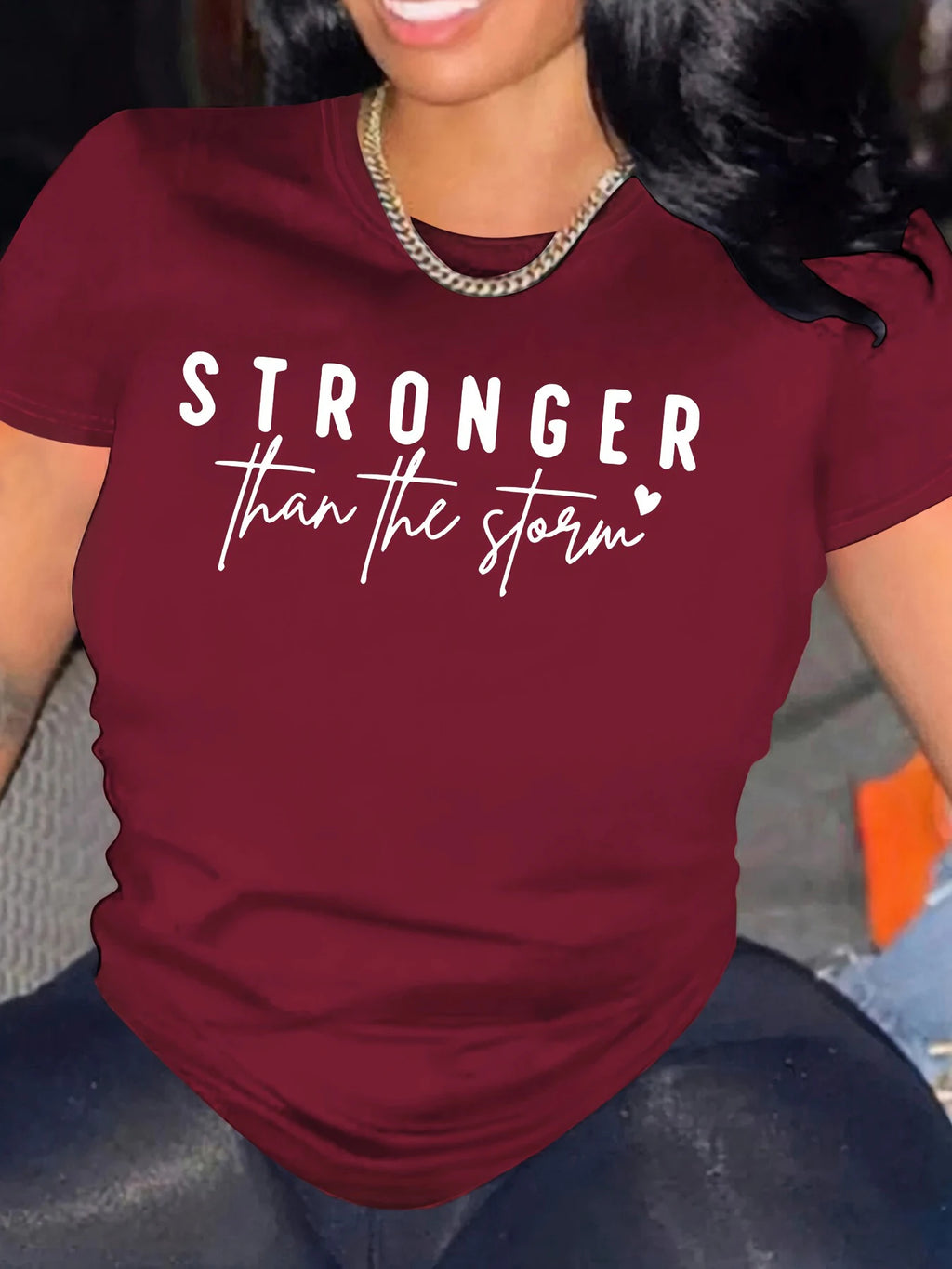 Summer Fashion Women's Short Sleeve T-shirt Letter Print Round Neck Solid Color European American Style 2026