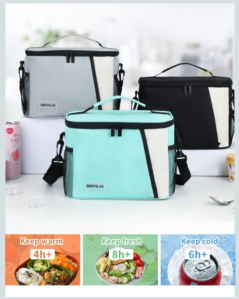 Insulated Lunch Bag Large Reusable Lunch Bags with Adjustable Shoulder Strap for Women Men, Ideal for Work, School & Outdoor Use