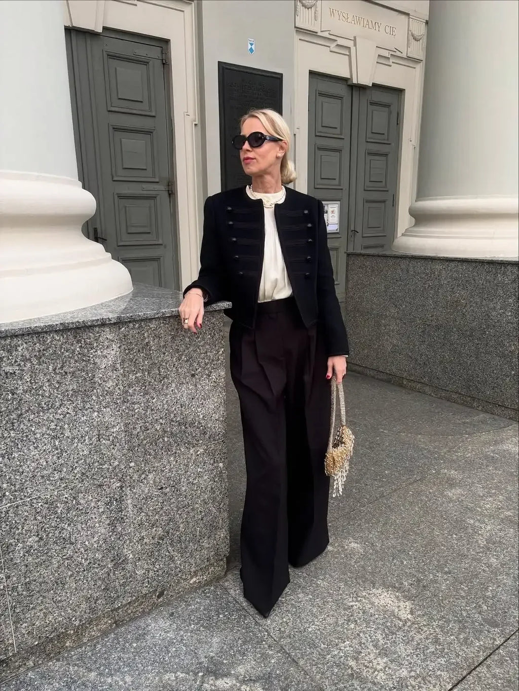Black Round Neck Military Jacket Women Casual Full Sleeve Buttons Cropped Slim Coat 2026 Lady Daily Street Napoleon New Jackets