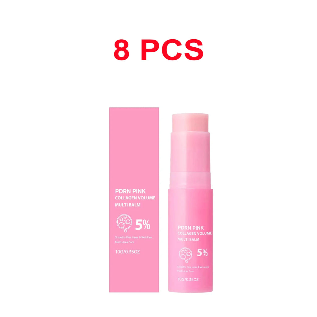 PDRN Pink Collagen Volume Multi Balm Stick Hydrating Plumping Firming Care for Face Neck Under Eyes Lips Fine Lines 10g