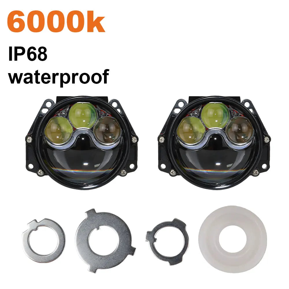3 Inch 6000K Bi-LED Projector Lenses Dual Hyperboloid Lens For Hella 3R H4 H7 9005/9006 Car Headlight Upgrade Retrofit Kit Turbo