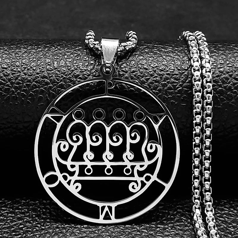 2024 Fashion Sigeal Sigil De Lucifer Stainless Steel Satan Necklace Asmoday Lazer Key Baphomet Stamp Jewelry N7118S03