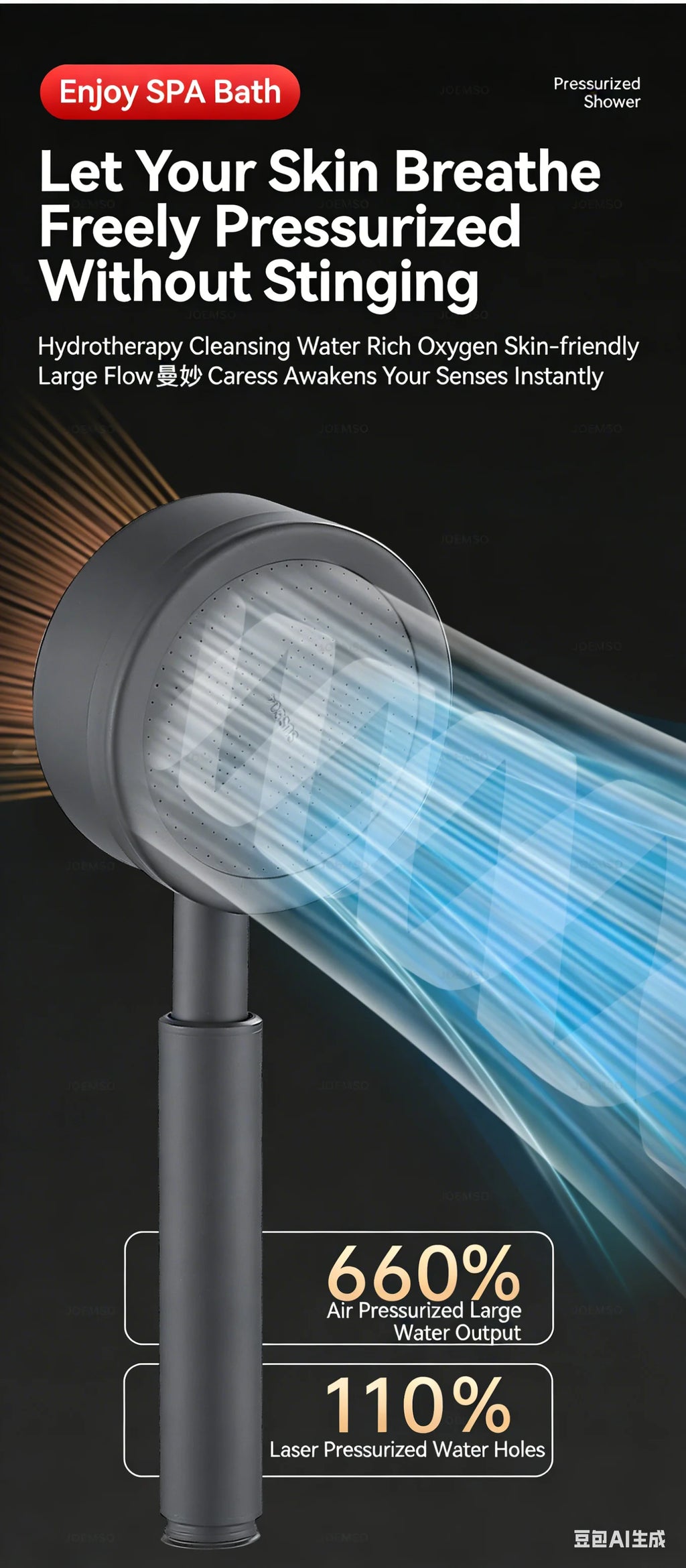 304 stainless steel shower head, handheld shower head for bathroom bathing, bathroom shower head