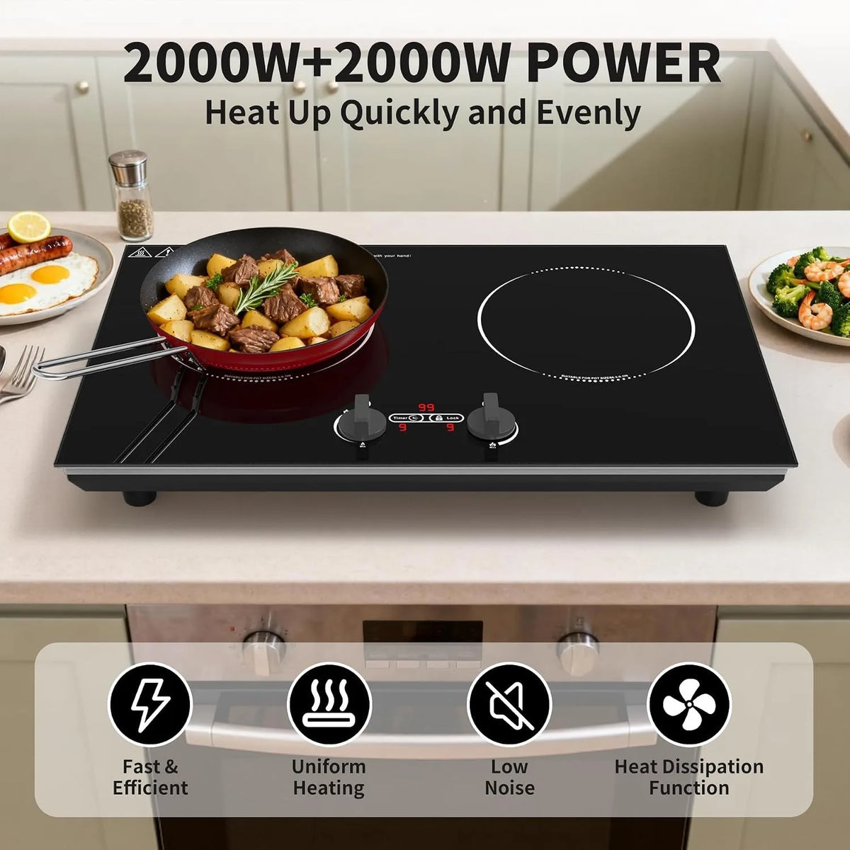 Induction Cooktop 4000 W Countertop burners with Knob Control