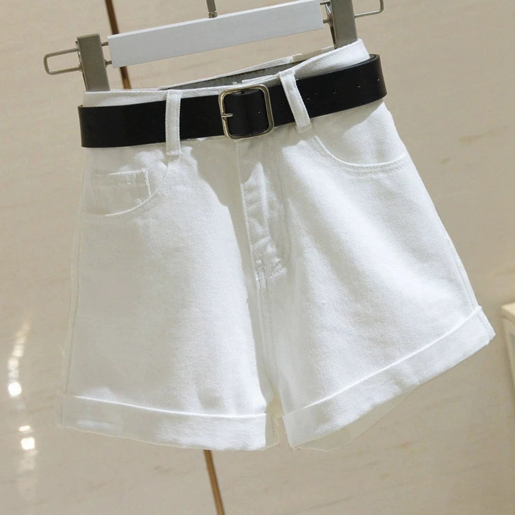 Summer Women Ripped Washed Hight Waist Denim Pants Short Bermuda Pant Casual Tassel Tight Five-point Stitch Street Wear Pants