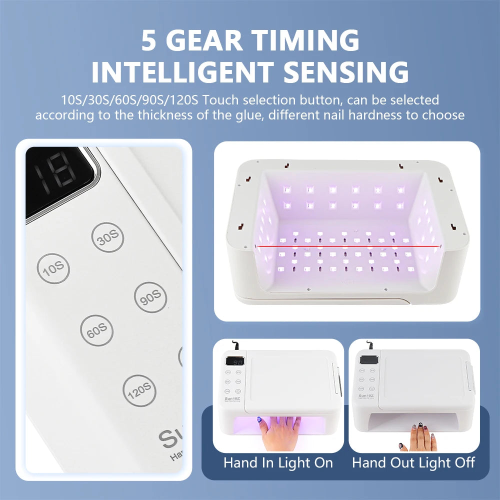 126W 63LED Lights UV LED Lamp Nail Dryer With Hand Rest Holder Tow Hand Big Nail Lamp Gel Polish Fast Drying Lamp For Manicure