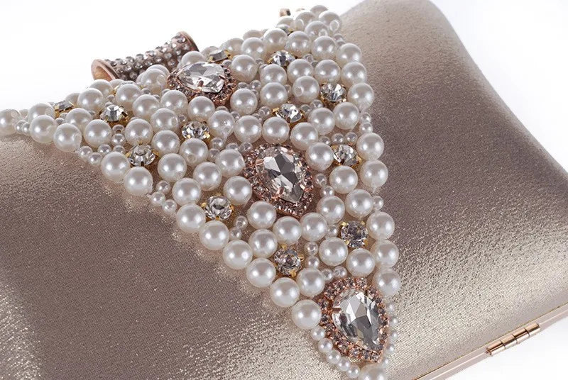 Women's Diamond Dinner Bag Portable Party Banquet Pearl Cheongsam Dress Fashion Rhinestone Handheld Clutch Bag Bolsas Grife Luxo
