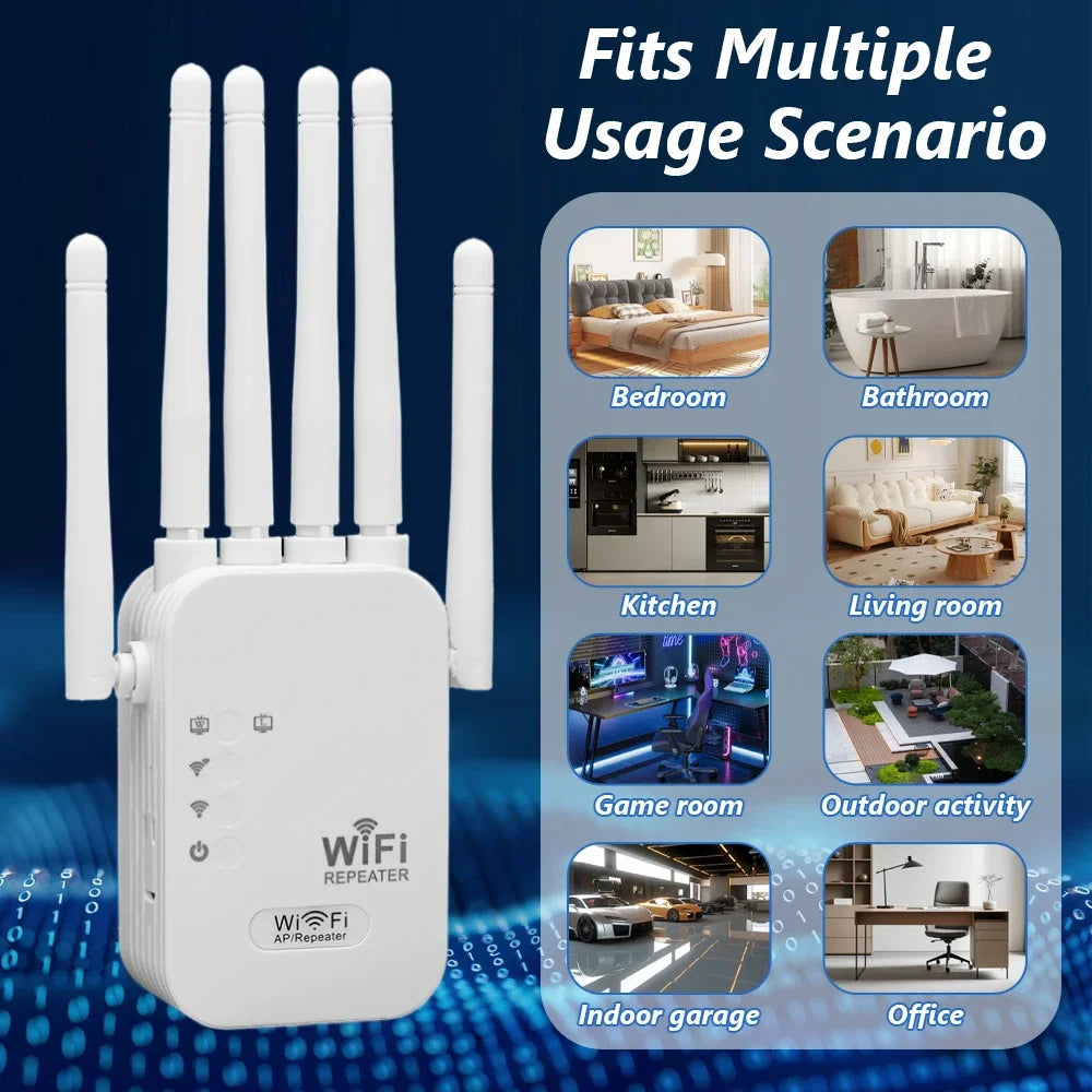 1200Mbps Wifi Repeater Dual Band 2.4G 5G Network Range Extender Signal Booster Amplifier 6Antenna Wireless WiFi Router