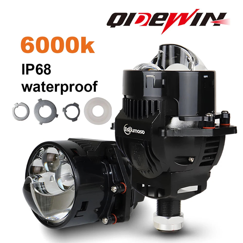 3 Inch 6000K Bi-LED Projector Lenses Dual Hyperboloid Lens For Hella 3R H4 H7 9005/9006 Car Headlight Upgrade Retrofit Kit Turbo