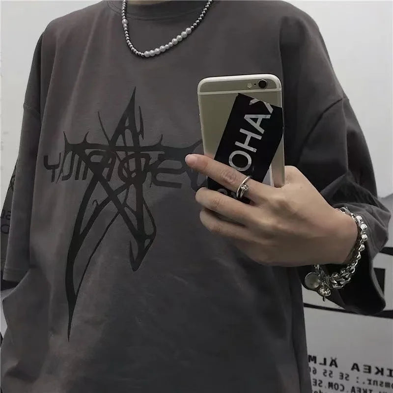 2025 Summer Oversized Tshirt Men Breathable Comfortable Dark High Street Gothic Hip-Hop Short Sleeve Tee Y2k Tops Tshirt for Men