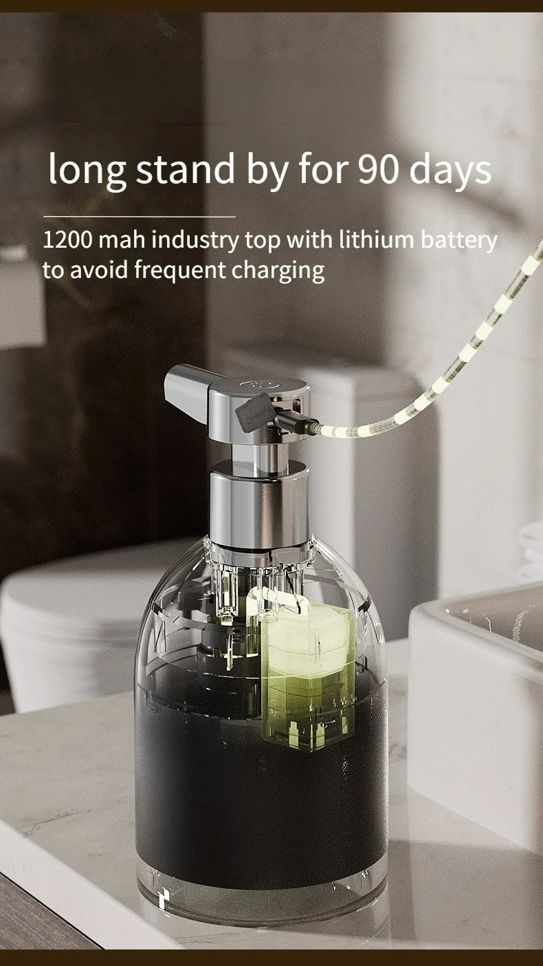 Automatic Soap Dispenser USB Rechargeable 1200mAh Touchless Foam Hand Kitchen Laundry Detergent Pump 5 Gear Sensor Dispenser