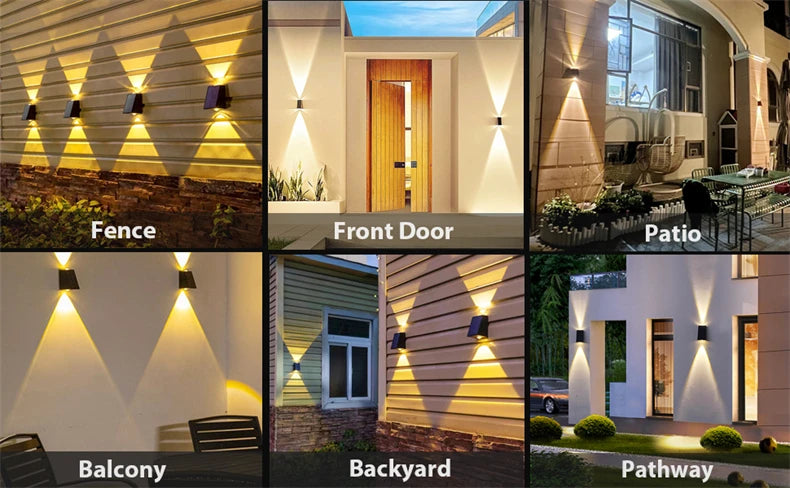 LED Outdoor Solar Wall Light Up And Down Luminous Garden Lamp Villa Courtyard Porch Street Decorative Lighting Wall Washer Light