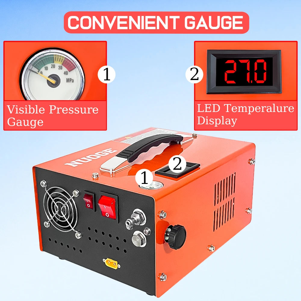 NUOGE  110V/220V Power PCP Air Compressor 4500Psi 30Mbar  Pump Oil/Water-Free High Pressure Apply To  Diving Bottle