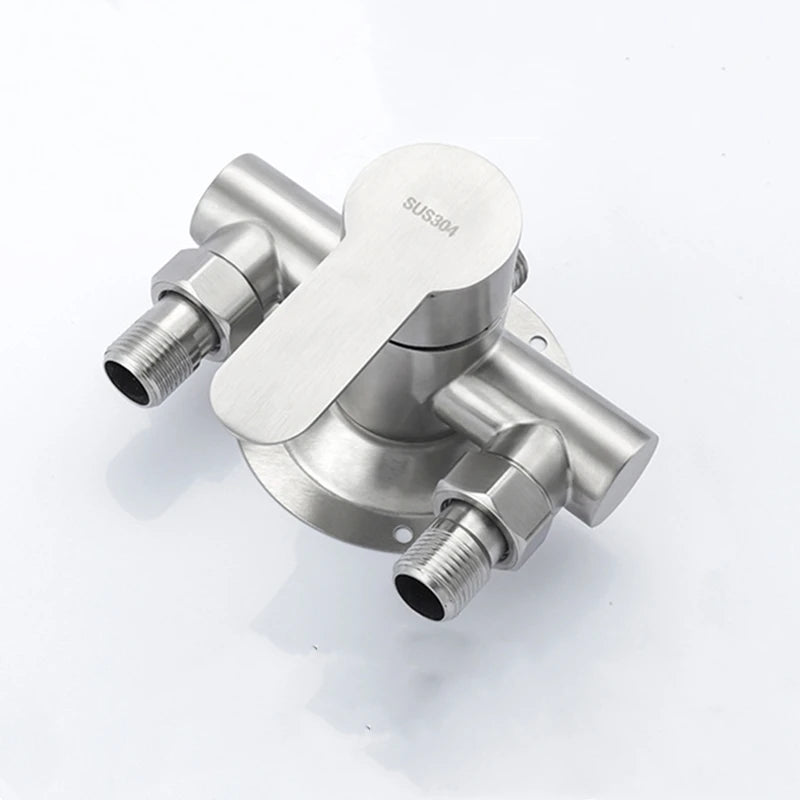 304 Stainless Steel Shower Faucet Mixer Valve Double Type Bathroom Shower Hot Cold Water Tap G1/2’ Bathtub Faucet