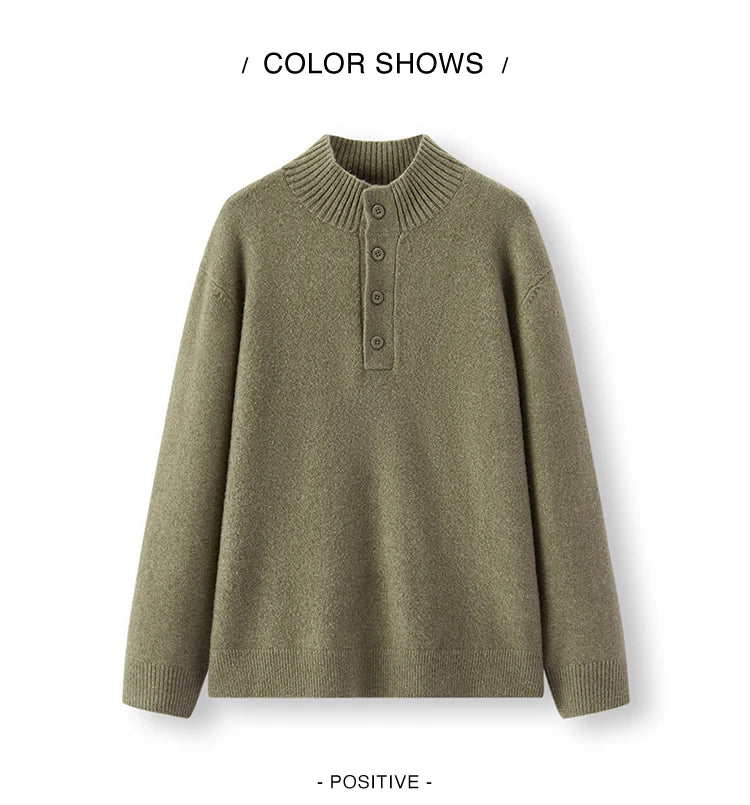 Semir Knitted Sweater Men Winter Half-Open Placket High Collar Wool Blend 2025 New Basic Pullover Men's Clothing