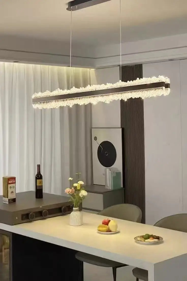 Restaurant LED Chandeliers Italian Light Luxury High-End Dining Room Main Lamp Designer Style One-Line Strip Dining Table Light