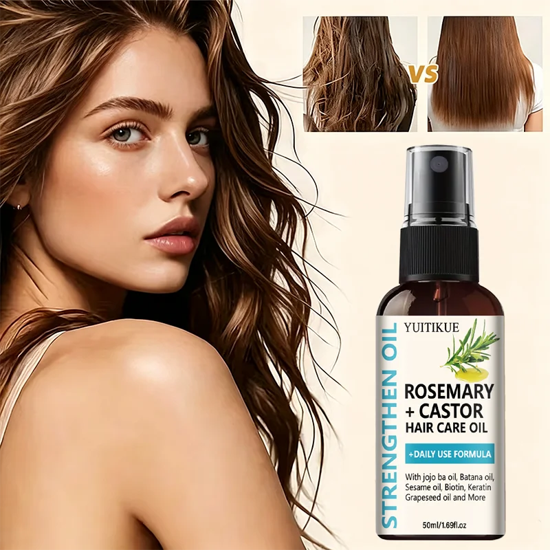 Botanical Hair Strengthening Oil Rosemary Castor Blend Moisturize Dry Hair Nourish Scalp Daily Hair Care Treatment