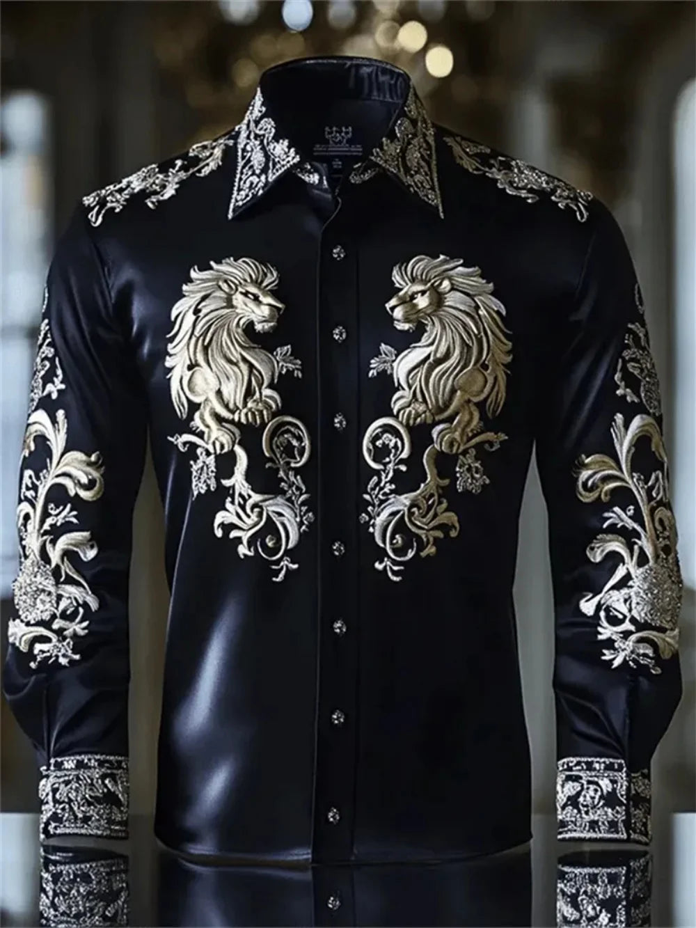 Men's Long Sleeve Collar Shirt, Fashionable Printed Shirt, Social Party, Soft Fabric, Comfortable, Luxury, High Quality, New