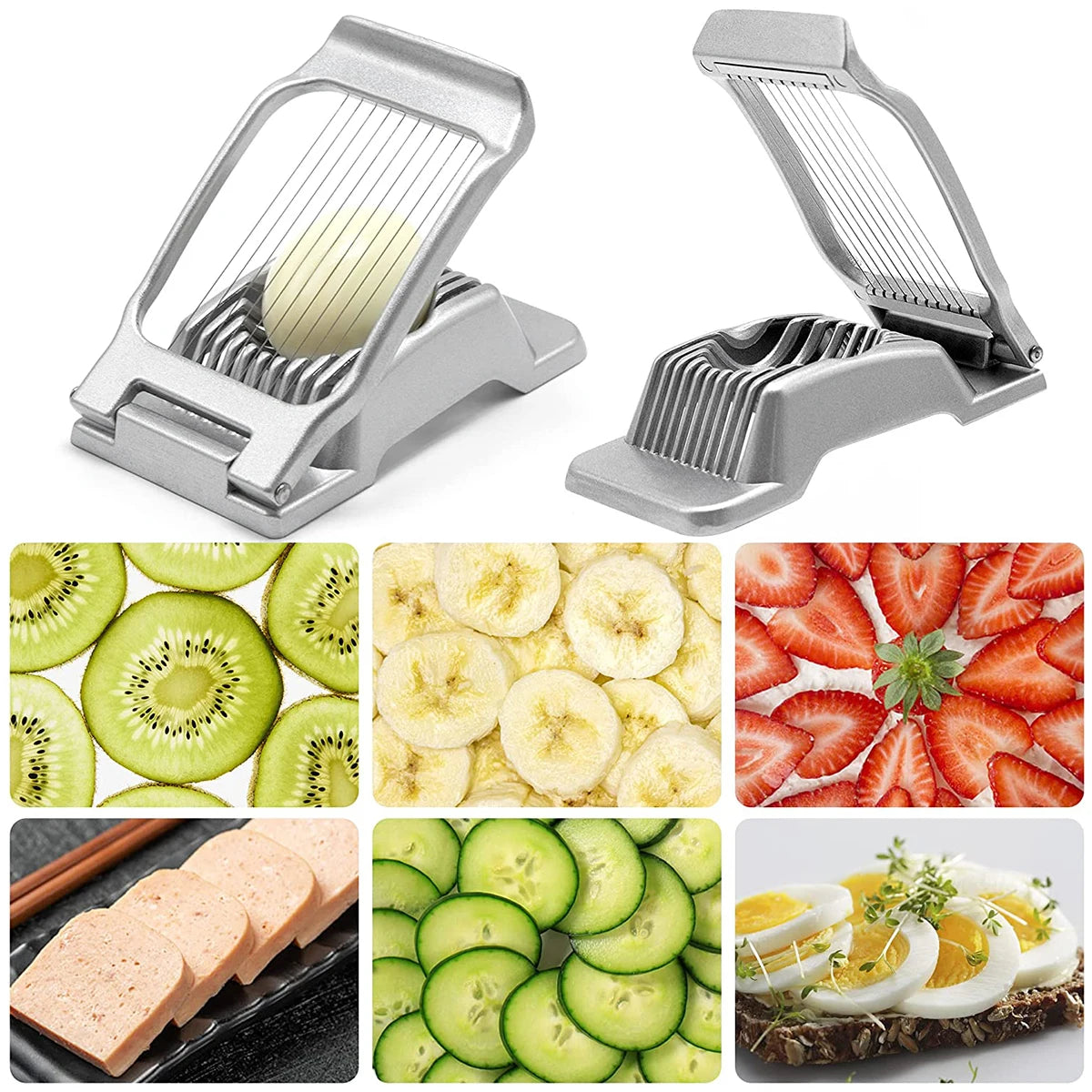 Multifunctional Egg Cutter Aluminium Alloy Egg Slicer Sectioner Cutter Mold Flower-Shape Luncheon Meat Cutter Kitchen Gadgets