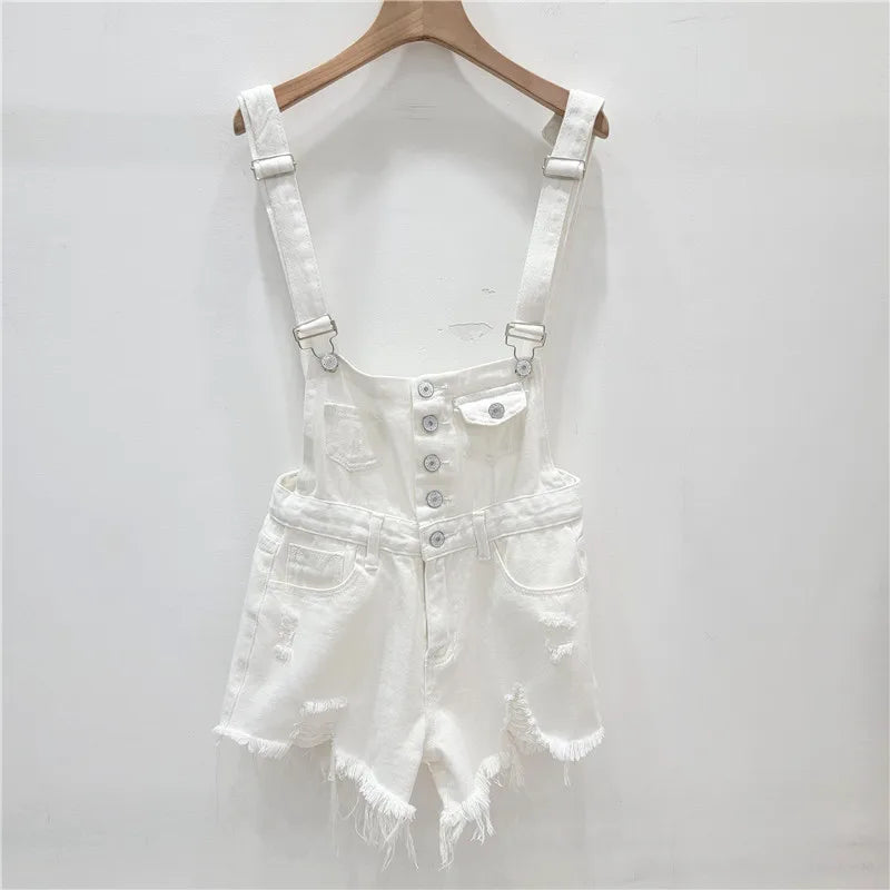 Denim Jumpsuits Short Overalls for Women Fashion Rompers Bodysuit Large Cotton Playsuits Roupas Female 2023 Pink Short Romper
