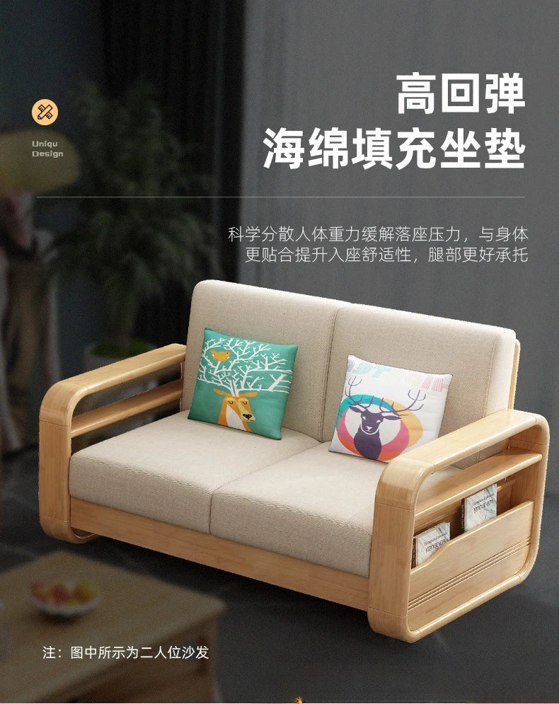 All Solid Wood Sofa and Nordic Living Room Coffee Table Combination for Modern Home Decor