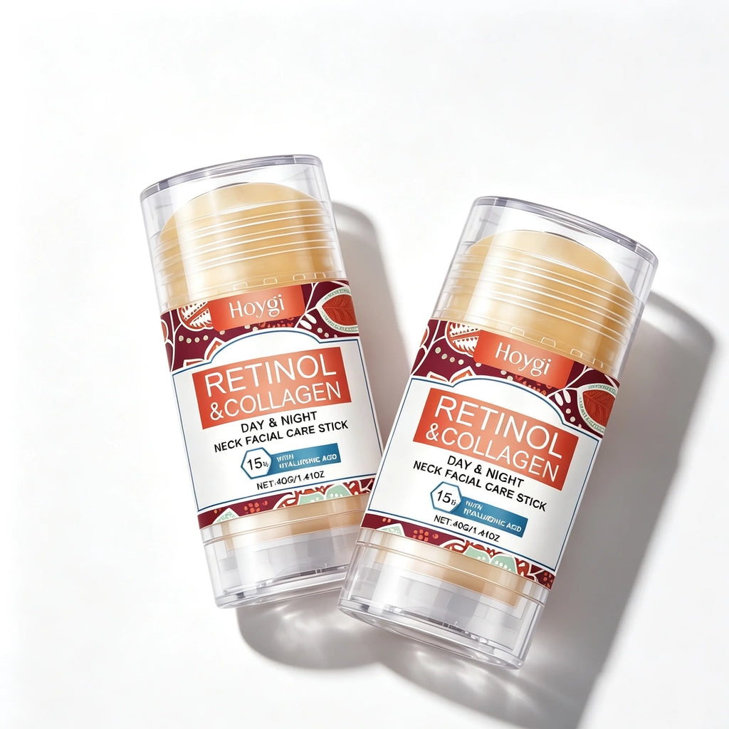 Retinol Collagen Neck and Face Care Stick Fast Hydrating 15% Hyaluronic Acid Anti Wrinkle Anti Aging Neck Line Cream Stick Smooth Fine Lines Sagging Skin Tightening Moisturizing Beauty Stick 40g,Multi Area Application