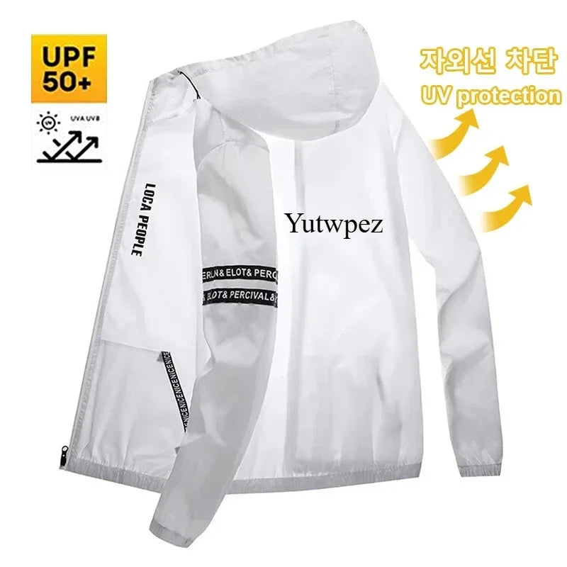 Outdoor Hiking UPF50+ Summer Sun Protection Running Men's Casual Quick-drying Bicycle Sports Hooded Jacket Thin Skin Windbreaker