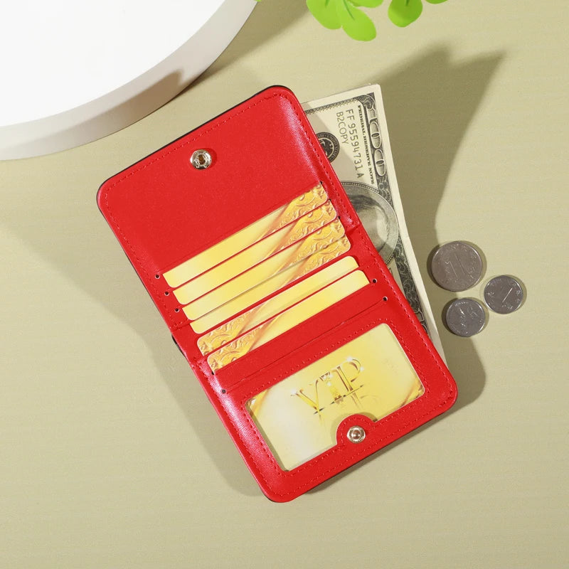 PU Minimalist Wallet - Snap Closure, Zip Pocket, Multifunctional Credit Card Holder, Casual Unisex Bag for Daily Use with