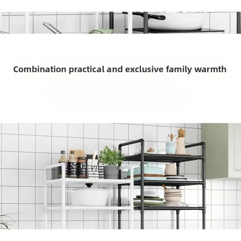 Kitchen storage cart for shelves - multi-level floor-standing household storage unit - bathroom shelf organizer