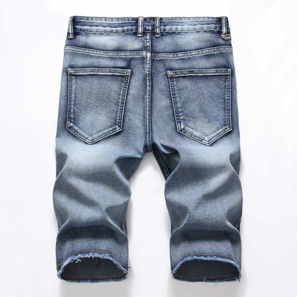 2026 New Denim Shorts for Men Fashion Casual Stretch Straight Short Jeans Men Summer Trend Holes Slim Fit Cowboy Short Trousers