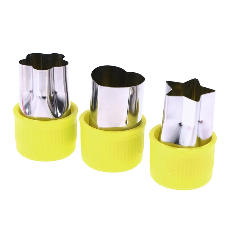 3Pcs/Set Star Heart Flower Shape Vegetables Cutter Plastic Handle Portable Stainless Steel Fruit Cutting Kitchen Gadgets