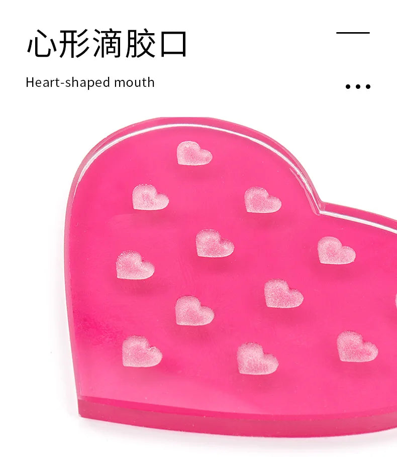 1Pc Heart Shaped Glass False Eyelash Stand Glue Holder Pad Eyelashes Extension Adhesive Pallet Paste Glue Pad Makeup Supplies