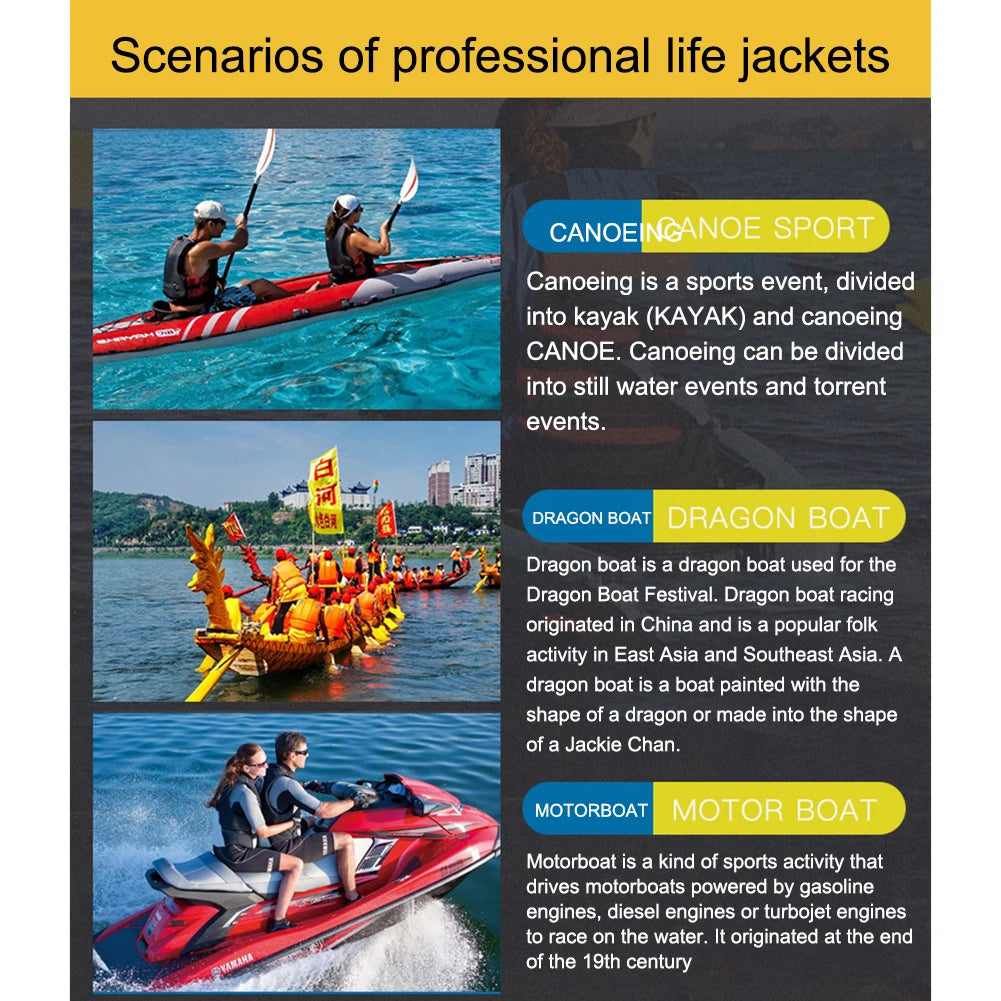 Professional Water Sports Life Jacket For Adults And Children Adjustable Buckle Vest For Swimming Snorkeling Safety Aid 240D