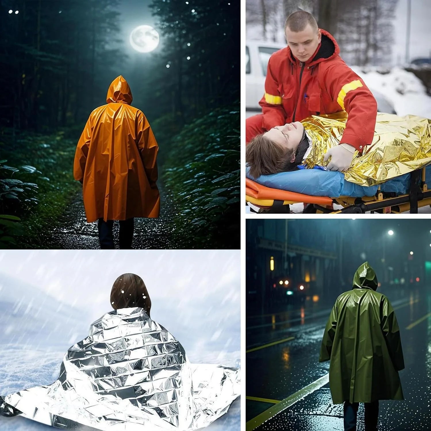 Camping Raincoat Waterproof Survival Emergency Outdoor Multifunction Reflective Clothing Camping Gear Survie Hiking